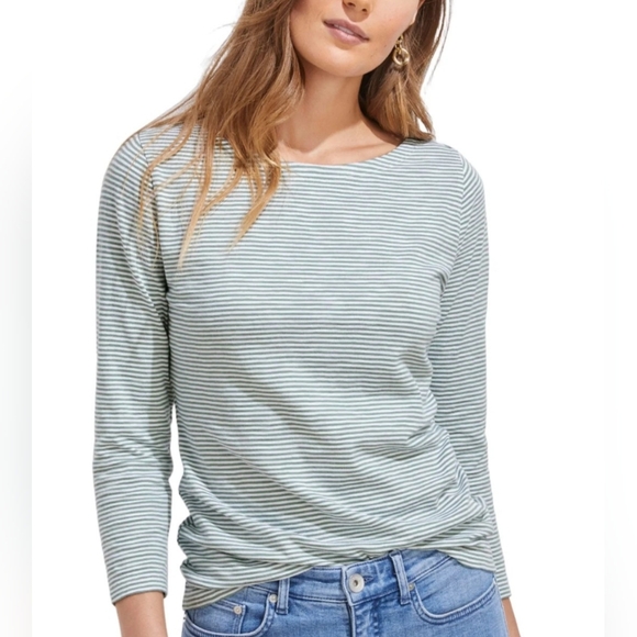 Vineyard Vines Tops - Green and White Striped Vineyard Vines Slub Shirt Size Medium